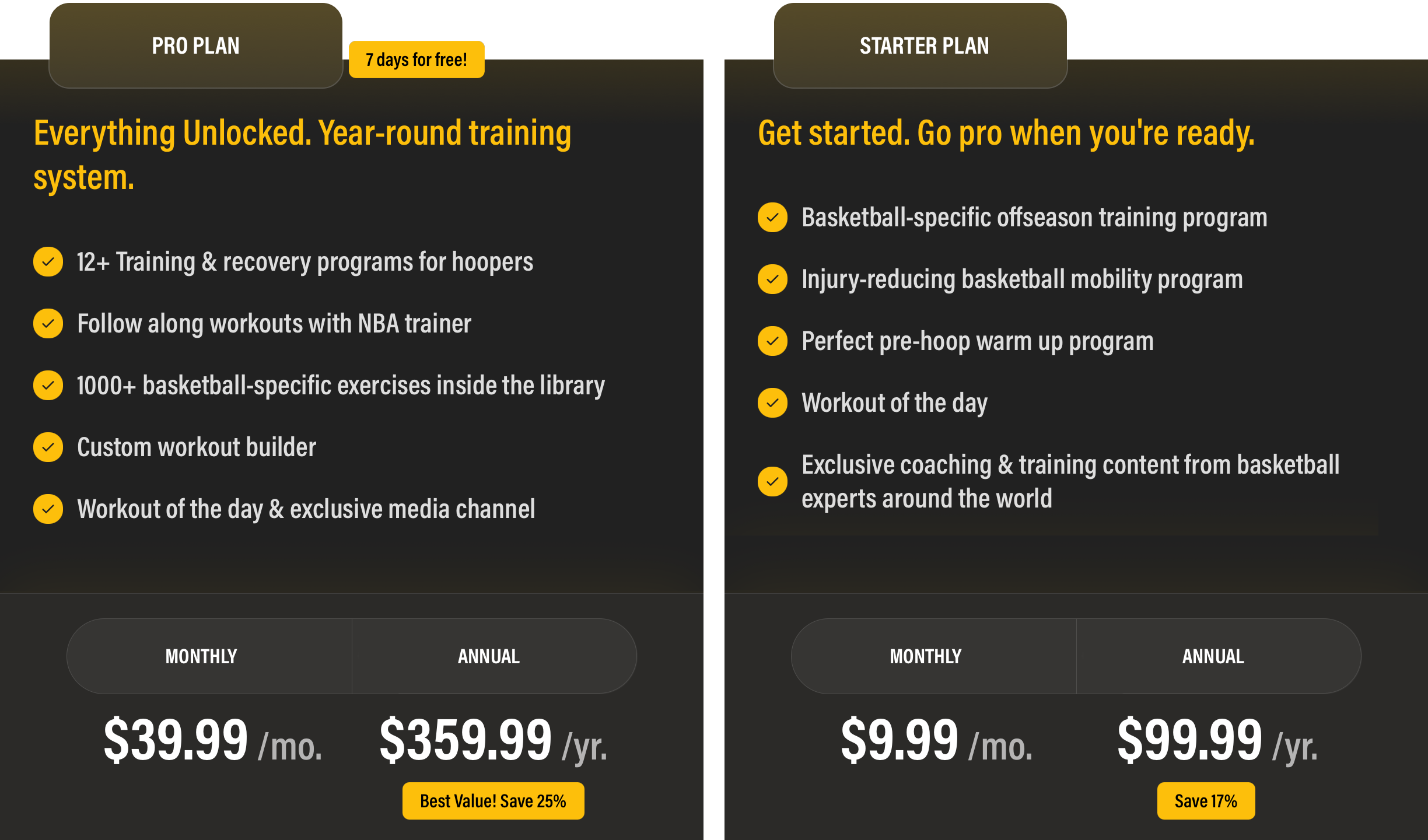 Plans and Pricing Desktop