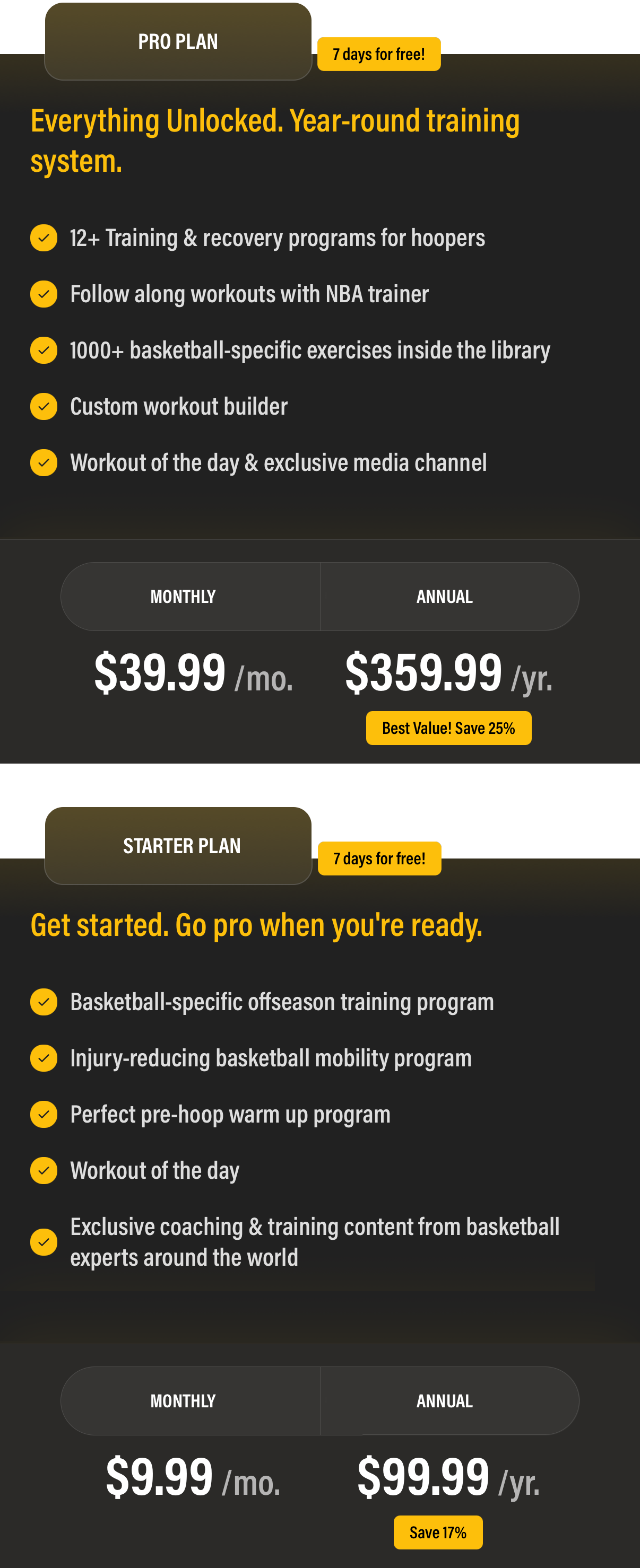 Plans and Pricing Mobile