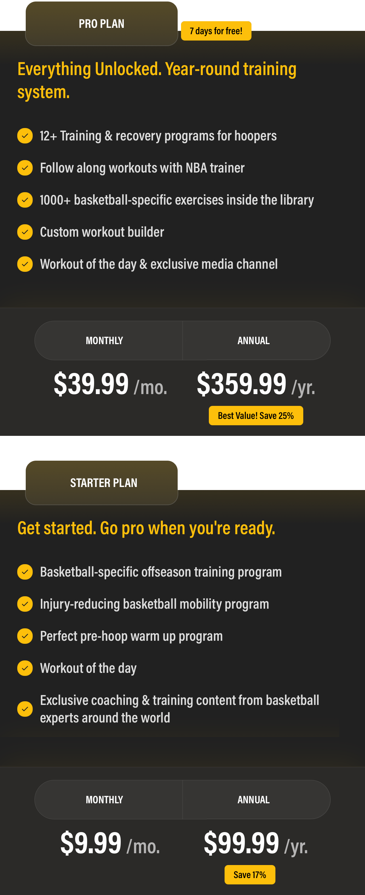 Plans and Pricing Mobile